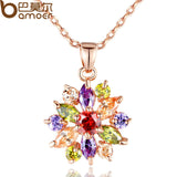 Rose Gold Color Necklace Pendant with Multi Color AAA Cubic Zircon/ FREE SHIPPING!
